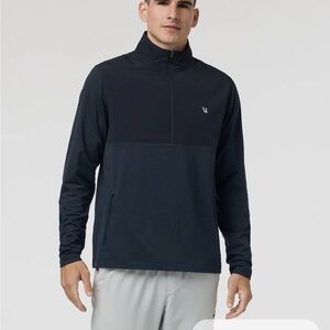 Vuori Black Quarter-Zip Pullover with White Logo Tag